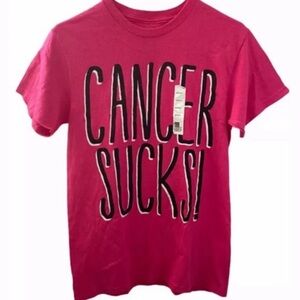Cancer Sucks Women’s Hot Pink T-Shirt Size Small